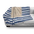 thumbnail image 3 of Harbour Stripe Soft Flannel Fleece Throw Blanket, Maritime Anchor over Pastel Nautical Lines Ocean Design, Cozy Plush for Indoor and Outdoor Use, 70" x 90", Violet Blue Peach White, by Ambesonne, 3 of 6