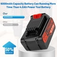 thumbnail image 2 of 2Packs 6.0Ah 20v Lithium Battery Replacement for Black and Decker with Battery Charger Compatible with LBXR20, LBXR20B, LBXR20-OPE, LBXR2020, LBXR20, LB20, LBX20, LB2X4020 Cordless Tool, 2 of 3