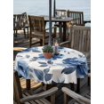 thumbnail image 2 of Outdoor Table Cloth with Umbrella Hole and Zipper, Blue Floral Waterproof Round Tablecloth 54 Inch, Watercolor Country Flower Pastoral Rose Washable Table Cover for Outside Party Patio Picnic, 2 of 8