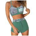 thumbnail image 1 of Huesdet Women's High Waisted Bikini Sets Tummy Control Swimsuits 2025 Two Piece Bathing Suits Color Block Halter Swim Suits(AG,S), 1 of 8