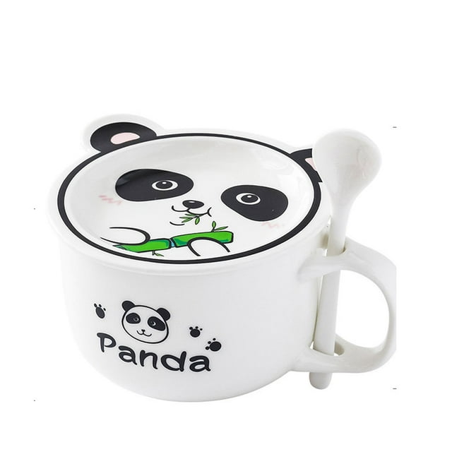 Taza de Cerámica HappyWare para Café con Cuchara y Tapa Diseño de Oso Panda