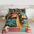 thumbnail image 3 of Homewish Cute Wildlife Giraffe Queen Comforter Set, Jungle Bathing Animal Bedding Sets, Pink Green Cartoon Reversible Bedding Comforter Set, Microfiber Bedroom Decor, 3-Piece, 3 of 9