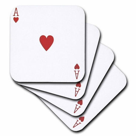 

3dRose Ace of Hearts playing card - Red Heart suit - Gifts for cards game players of poker bridge games - Soft Coasters set of 8