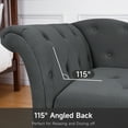 thumbnail image 4 of Sillón Chaise Longue de Terciopelo – Respaldo Reclinable – Brazo Izquierdo – Botonadura Decorativa – Patas Altas de Madera – Dormitorio, Sala u Oficina, 4 of 8