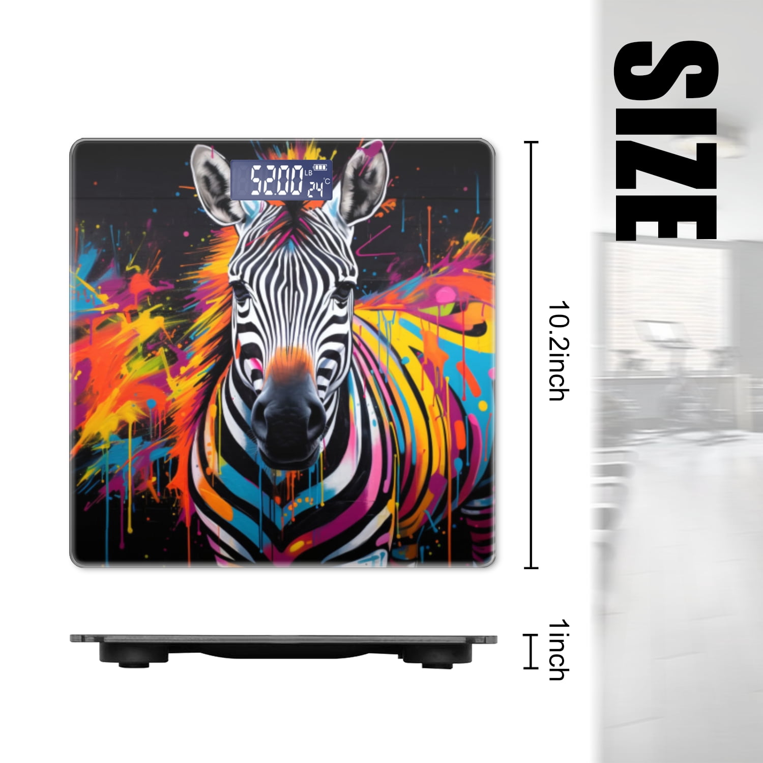 High Precision Body Weight Scale Smart Bathroom Scales with Large LCD Display(400lbs),Decorative for Bedroom-Street Art Graffiti Of Zebra With Vibrant Pop Colors