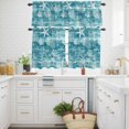 thumbnail image 3 of Ocean Kitchen Curtains Valances and Tiers Set of 3 Summer Beach Sea Star Coral Shell Teal Texture Tier Curtains and Valance with Rod Pocket for Small Windows, 27.5"x36", 3 of 9