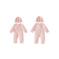 thumbnail image 2 of RUINIXCW Newborn Baby Girl Hospital Going Home Outfit Baby Girls Spring Fall Clothes Ruffle Trim Long Sleeve Wrapped Tie Romper Jumpsuit and Hat Set, 2 of 9