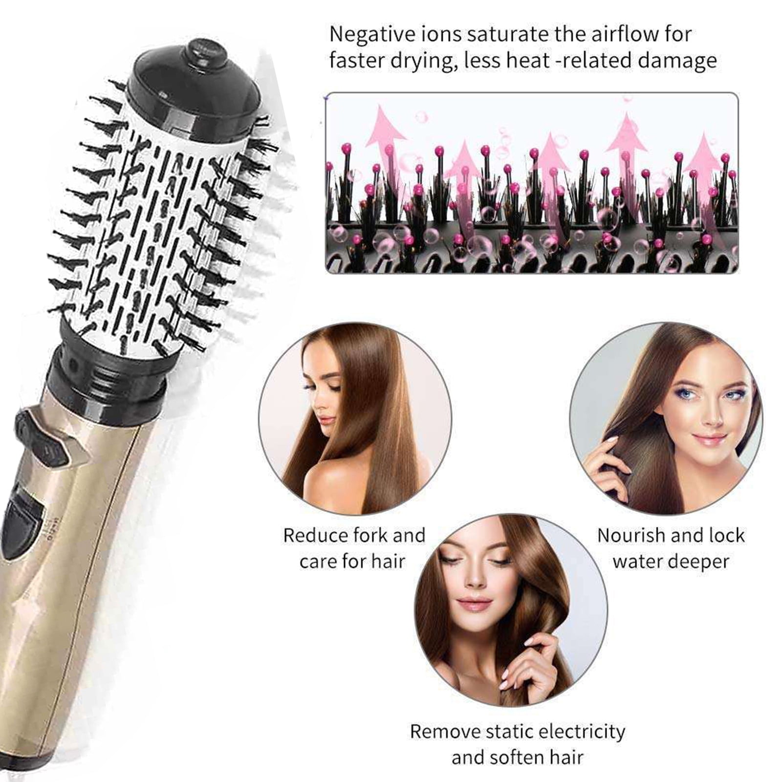 3 in 1 Hot Air Styler and Rotating Hair Dryer,Cepillo Giratorio Secador De Cabello,3-in-1 Hot Air Styler and 360 Rotating Hair Dryer for Dry Hair, Curl Hair, Straighten Hair
