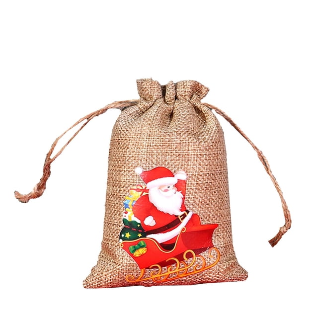 Clearance!Christmas Burlap Bag Set Drawstring Advent Calendar Small Cloth Bag Decoration Gift Bag Candy Bag