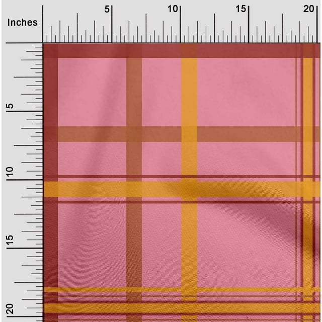 oneOone Cotton Cambric Fabric Madras Check Print Fabric By Yard 56 Inch Wide