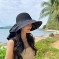 thumbnail image 7 of Sun Hat, Beach Hats for Women, Breathable Comfortable Cotton Fabric Wide Broom Summer Hats to Moisture Wicking, Folding Design Durable Sun Hat Fit Head Circumference 54-58cm, Black, 7 of 7