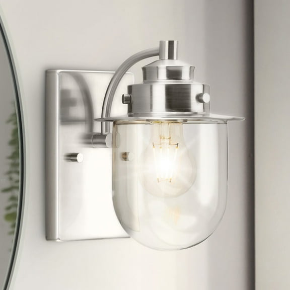 Luxury Nautical Bath Light, Small Size: 8''H x 7.5''W, with Coastal Style Elements, Brushed Nickel Finish, UHP4740 from the Napoleon Collection by Urban Ambiance