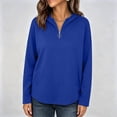 thumbnail image 5 of Lcziwo Womens Quarter Zip Pullover Long Sleeve Solid Casual Hoodies Oversized Y2K Fall Winter Fashion Sweatshirt with Pockets Blue,XXL, 5 of 7
