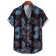 thumbnail image 5 of Camisas Para Hombre Casual Camisa de verano hawaiana de playa de con botón de puño corto de color con estampado de solapa suelta para hombre informal (Black, M), 5 of 7
