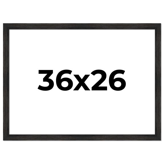 36x26 Frame Black Rustic Barnwood Solid Wood Picture Frame | 1.5 Inch Moulding Width | Includes UV