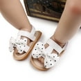 thumbnail image 2 of Uccdo Infant Baby Girls Bow Sandals Newborn Baby Summer PU Leather Open Toe Flats Shoes First Walkers 0-18M, 2 of 7