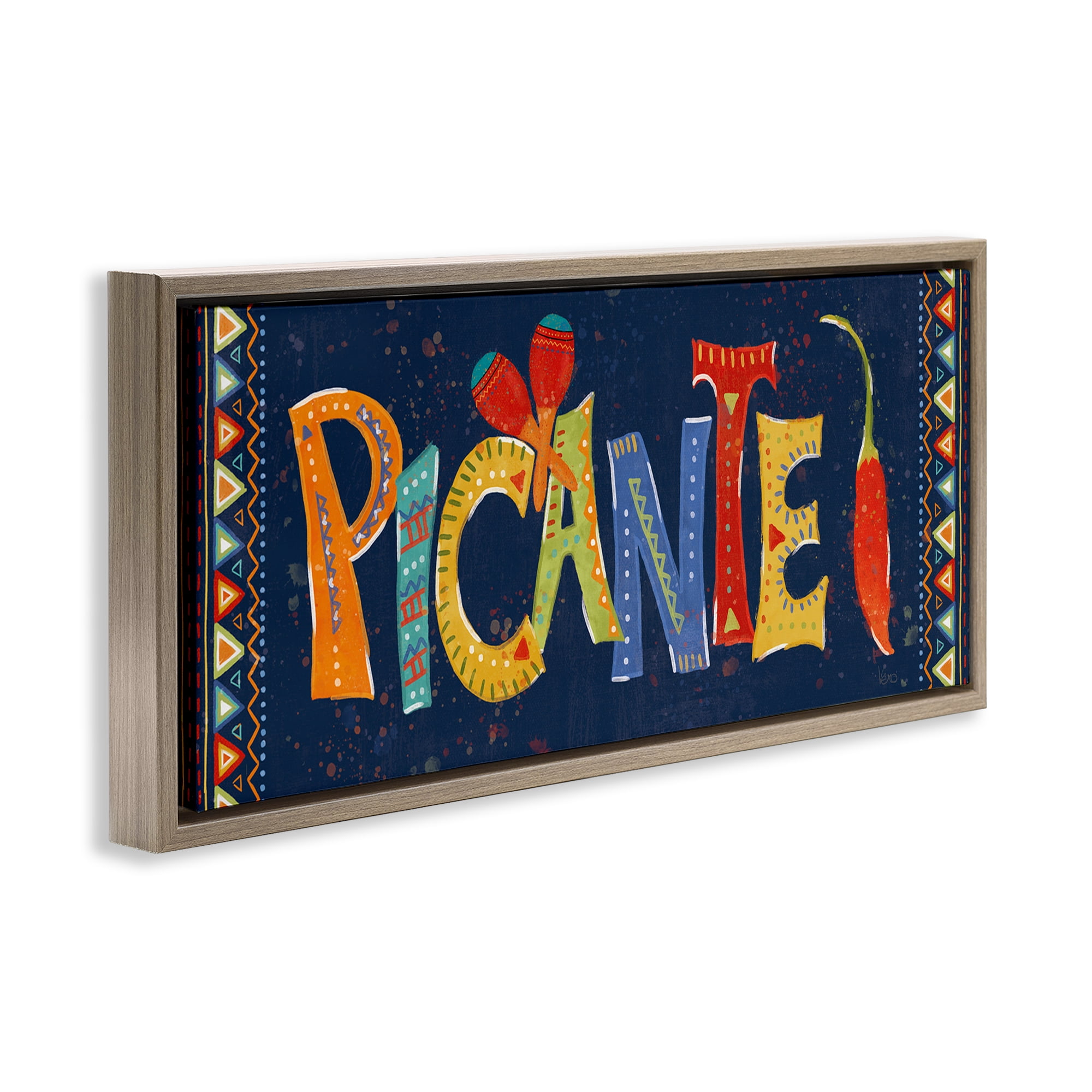Stupell Industries Picante con Pimiento Colorido Food & Beverage Painting Brown Floater Framed Art Print Wall Art, 31 x 14