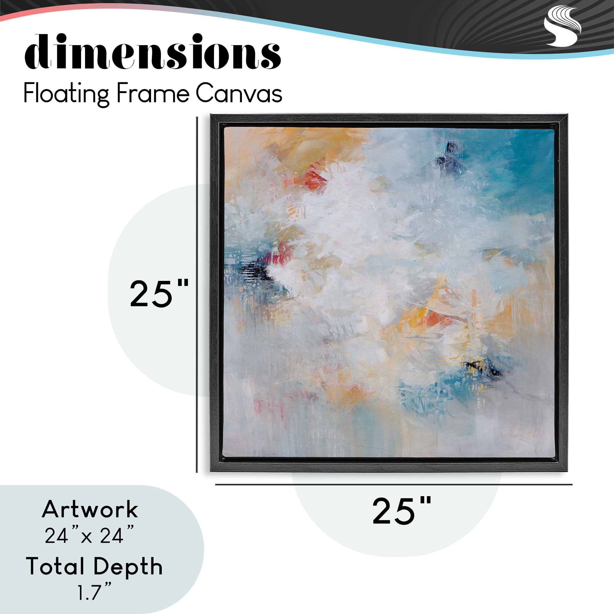 Veiled Dance Abstraction Black Framed Floater Canvas Wall Art, design by Karen Hale