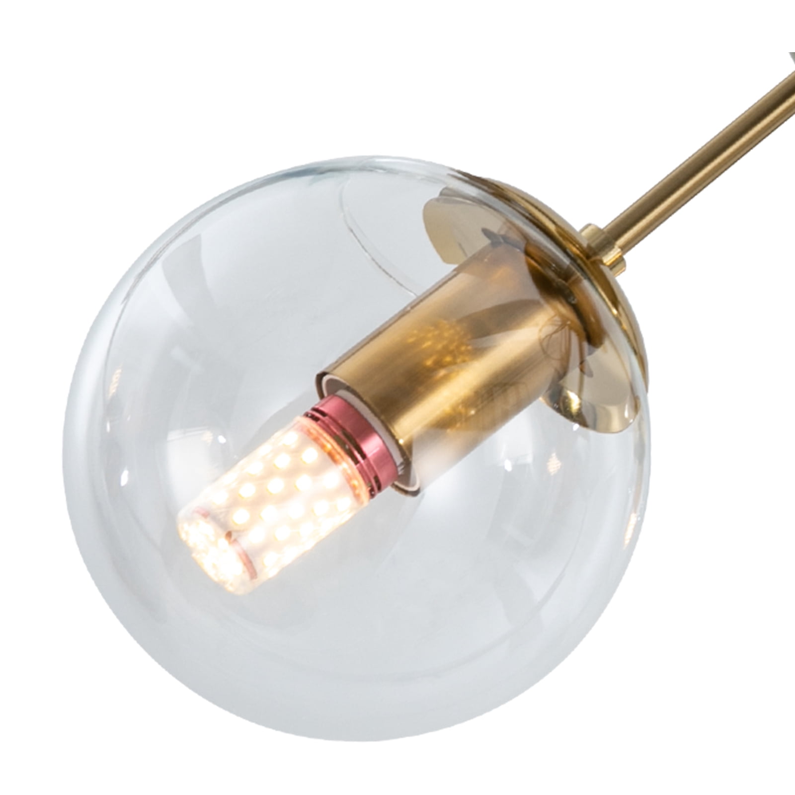 Wildnix Modern Gold Ceiling Light with Glass Lampshades, Adjustable Lighting Colors, and 60W Bulb Capacity for Living Room, Bedroom, and Hallway