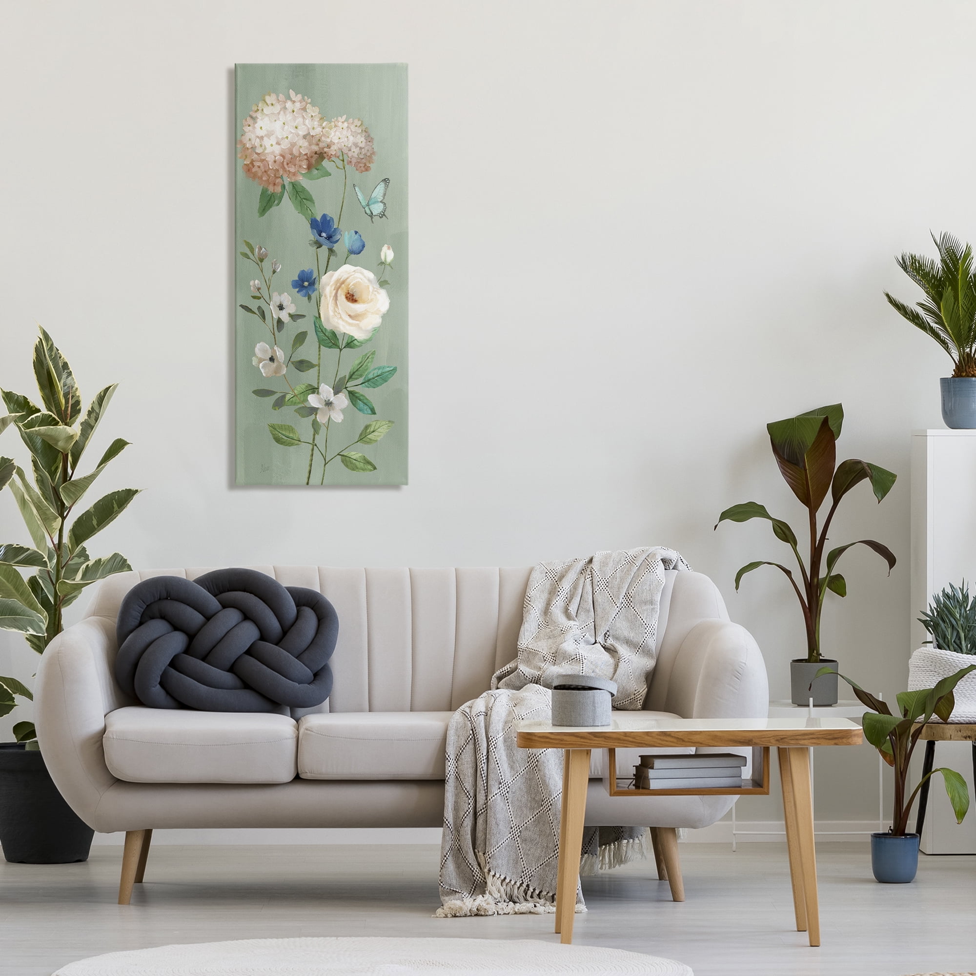 Stupell Industries Hydrangea & Rose with Butterfly Canvas Wall Art, design by Nan