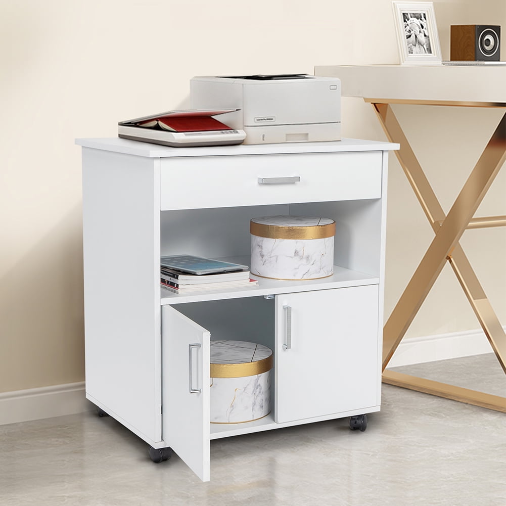 Kepooman Office File Cabinets, One Drawer One Layer Frame Double Doors MDF and PVC - White Kepooman Office File Cabinets, One Drawer One Layer Frame Double Doors MDF and PVC - White