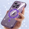 thumbnail image 2 of for iPhone 14 Plus Wireless Charging Case,Luxury Glitter Crystal Clear Hard PC and Soft TPU Silicone Camera Lens Protective Shockproof Magnetic Shiny Sparkle Slim Back Cover.Purple, 2 of 9