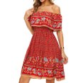 thumbnail image 4 of Guardurnaity Vestido corto informal Floral Cómodo Sundress Playa Vacaciones Danza Fiesta Viajes Verano Ropa de moda Desgaste Prendas para la parte del cuerpo Rojo SG, 4 of 6