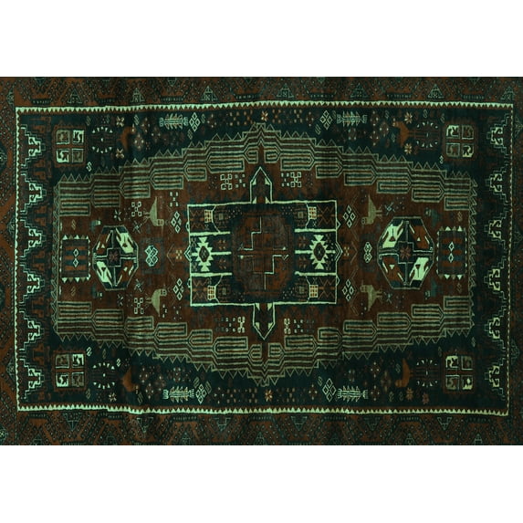 Ahgly Company Indoor Rectangle Persian Turquoise Blue Traditional Area Rugs, 5' x 7'