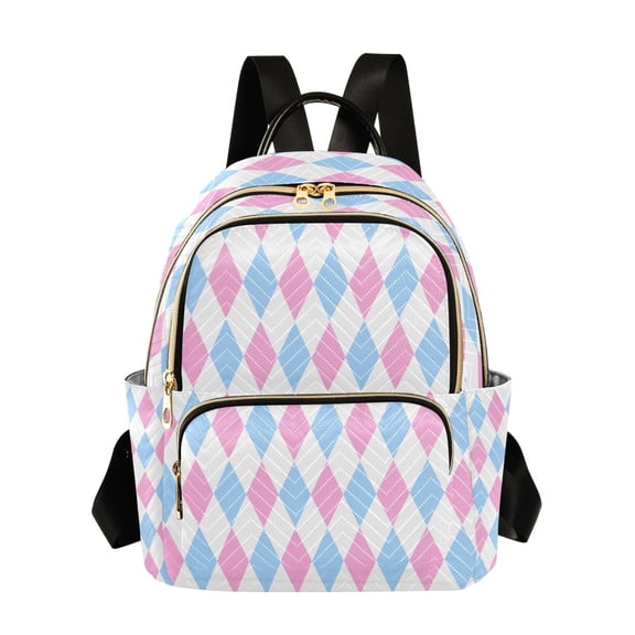 Qxltty Quilted Backpack for Women, Diamond Checkered Travel Daypack with Front Pocket for Casual Daily Use