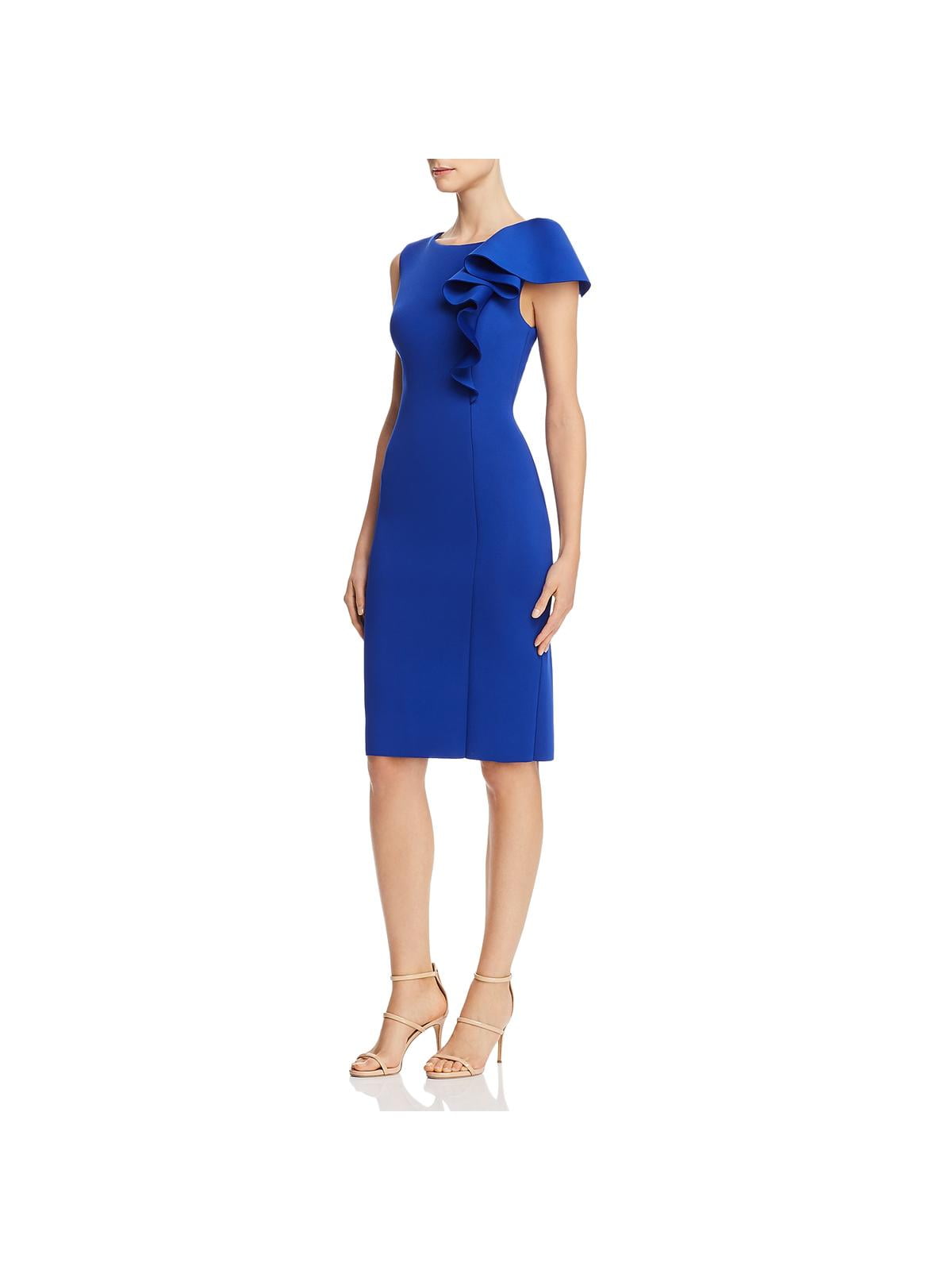 Womens Ruffled Seeveless Cocktail Dress 