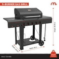 thumbnail image 4 of Megamaster 5-Burner Propane Gas Grill with Side Tables, Accessory Hooks, 50,000 BTUs, 656 SQ. In. Cooking Space, 2 Wheel Transport, Outdoor Kitchen Grill for BBQs, Backyards, and More - 720-0982, 4 of 7