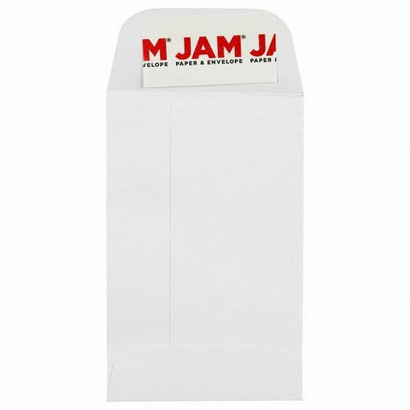 JAM Paper #1 Coin Peel and Seal Envelopes, 2 1/4 x 3 1/2, White, 500 Per Box