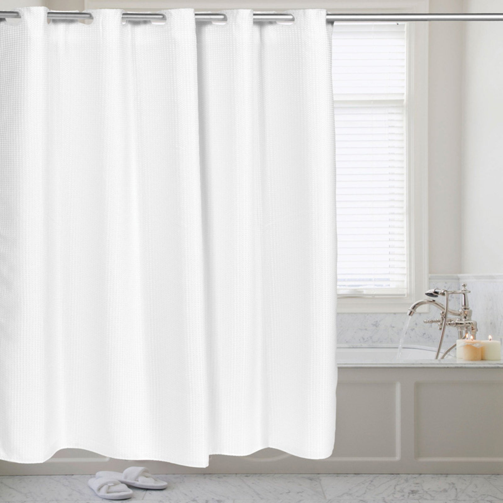 Sweet Home Collection Hookless Fabric Shower Curtain Waffle Weave with