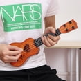 thumbnail image 2 of Children Small Size Musical Instruments Imitated Ukulele Mini Guitar Playing Toy with Four Strings (39cm, Khaki), 2 of 6