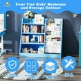 thumbnail image 3 of Hironpal Wooden Children bookcase Kids Bookshelf, 4 Tier Storage Book Rack and Five Layer Sling Bookshelf for Living room,Playroom,Blue, 3 of 7