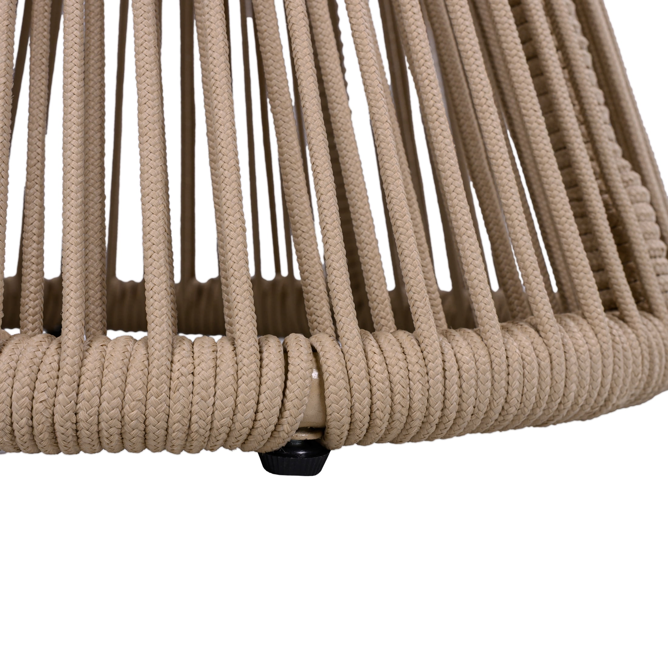 Christopher Knight Home Small Outdoor Side Table, Woven Rope Patio End Table, Beige + Light Teak