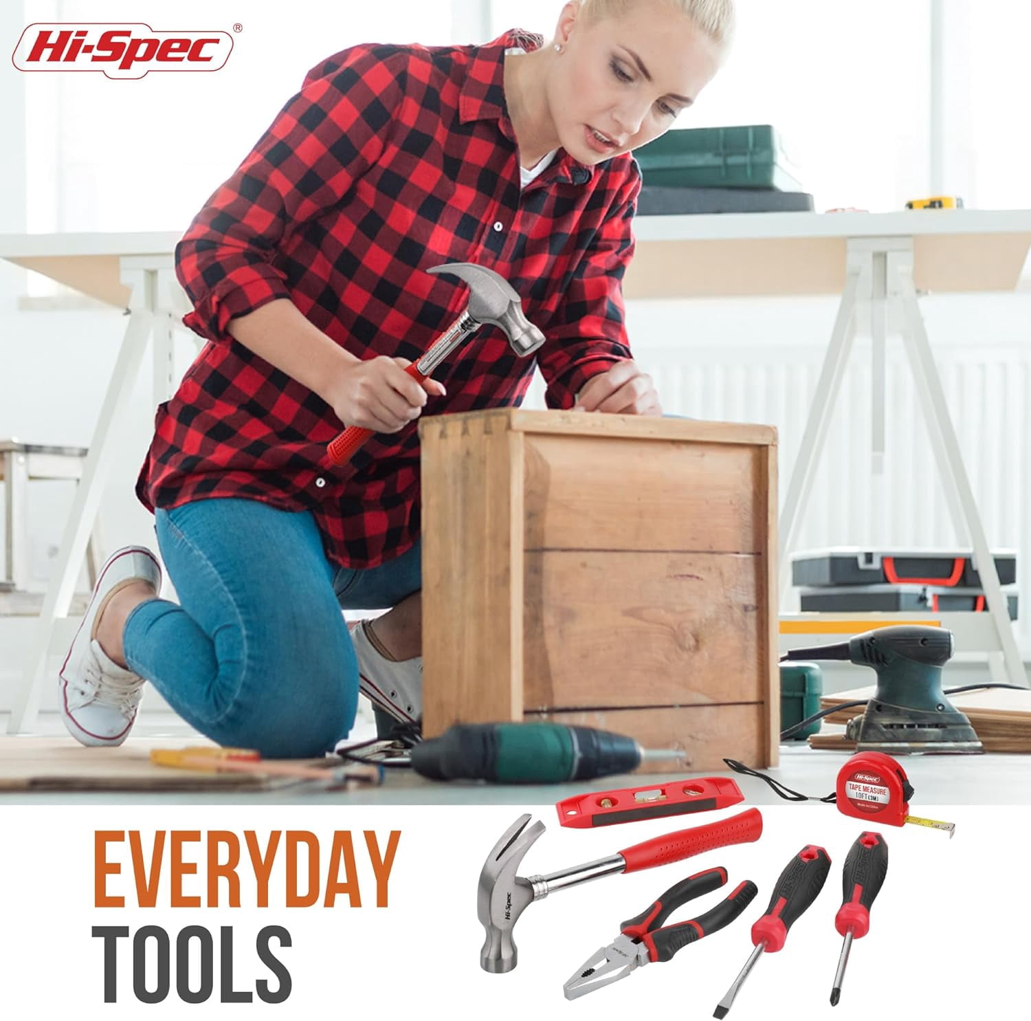 Hi-Spec 42pcs Red Small Tool Kit for Household, DIY, Office with Screwdriver, Bits, Compact Case