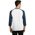 thumbnail image 2 of Port Company Core Blend 3/4 Sleeve Raglan Tee-M (White/ Navy), 2 of 6