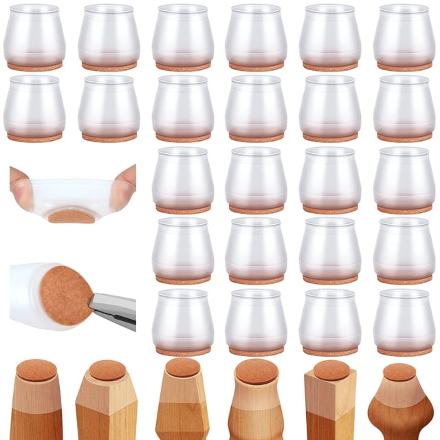 24 Protectores De Silicona Para Patas De Sillas, Almohadillas De Fieltro Para Muebles Para Pisos De Madera Dura, Protectores De Patas De Sillas De Goma Para Pisos De Madera Dura, Tapas Para Patas De S