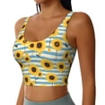 thumbnail image 2 of Fotbe Blue White Striped Sunflower A Sujetador Deportivo Largo sin Aros para Mujer con Almohadillas y Soporte Medio, Transpirable y Absorbente, Camiseta Tipo Chaleco o Tank Top-X-Large, 2 of 8