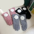 thumbnail image 6 of Yoetaun Camellia Pearls Mittens Winter Full Finger Warm Touching Screen Keep Warm Outdoor Thermal Gloves Gloves Pink, 6 of 8