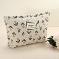 thumbnail image 2 of Unique Bargains Floral Makeup BagLarge Capacity Cosmetic Pouch Beige Purple, 2 of 7