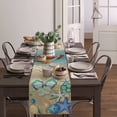 thumbnail image 4 of Table Runner Dresser Scarves 72 Inch Long, Flip Flops and Starfish Seashell Linen Dining Table Runners Seaside Sandbeach with Sea Wave Tabletop Scarf for Wedding Holiday Party Kitchen, 4 of 7