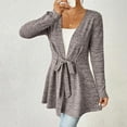 thumbnail image 7 of Women's Lightweight Belted Cardigan, Mid Length Open Front Sweater, Long Sleeve Duster Cover Up, Casual Loose Fit Lounge Cardigan, Solid Color Knit Wrap, Comfortable Loungewear Light Violet S, 7 of 7