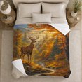 thumbnail image 5 of Peaceful Autumn Forest Buck By Rocky Stream Golden, Peaceful Mountain Lake Scene, Warm Flannel Blanket for Cabin and Lodge, Outdoor Lovers Thanksgiving Gift, Rustic Home Decor, 5 of 9