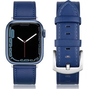 SWEES Leather Bands Compatible with Apple Watch Bands 42mm 44mm 45mm Replacement Straps for Iwatch Series 8 7 6 5 4 3 2 1 SE for Women Men Classic Blue