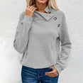 thumbnail image 2 of SGMVNU Womens Sweatshirt Casual Textured Knit Long Sleeve Irregular Button V Neck Loose Pullover 2025 Fashion Fall Outfits Tops(Grey#1, XL), 2 of 5
