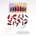 thumbnail image 5 of Allkem Black Red Bottoms Sculpted Stiletto Press on Nails | Glossy Extra Long Stiletto| 10 sizes - 20 pcs Nail kit with Glue, 5 of 7