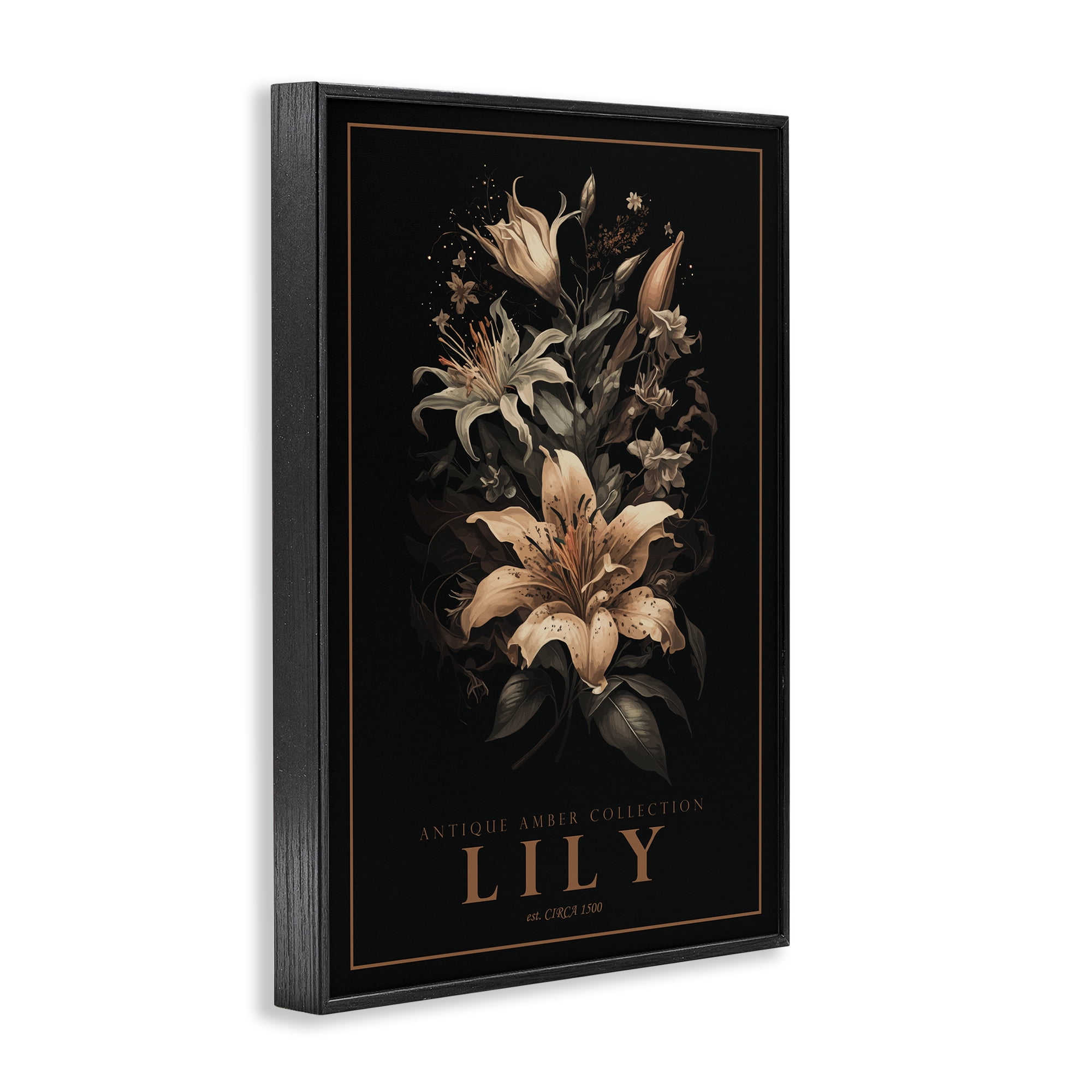 Stupell Industries Antique Lily Light Black Framed Giclee Art, design by Chris Giampietro