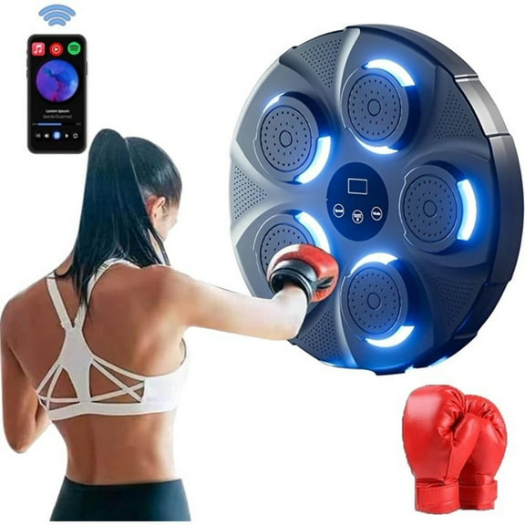 Music Boxing Machine, Intelligent Boxing Target Boxing Trainer Smart Bluetooth Music Boxing Machine Wall Mounted Electronic Exercise Boxing Training Punching Equipment with Boxing Gloves